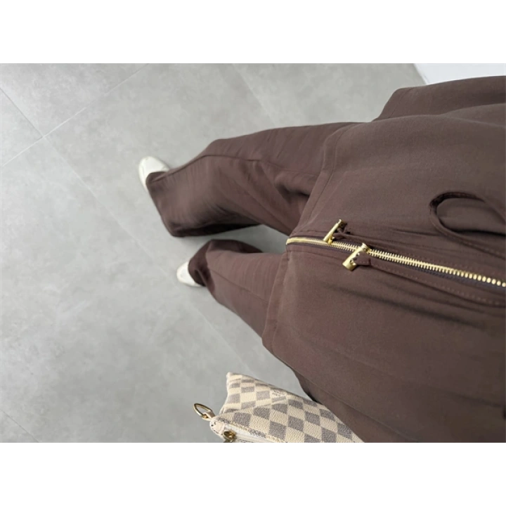 Tünelli Beli Büzgülü Premium Kahve Takım