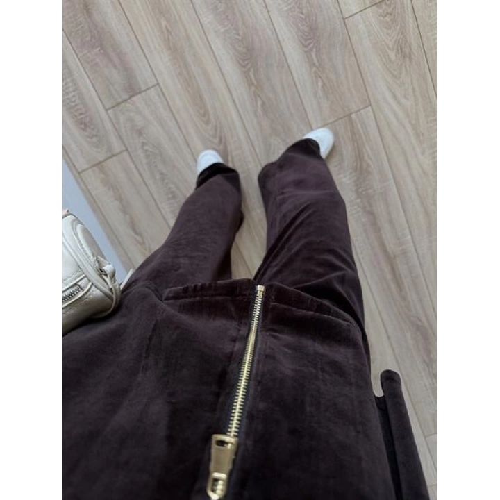 Üçlü Premium Kahve Kadife Takım