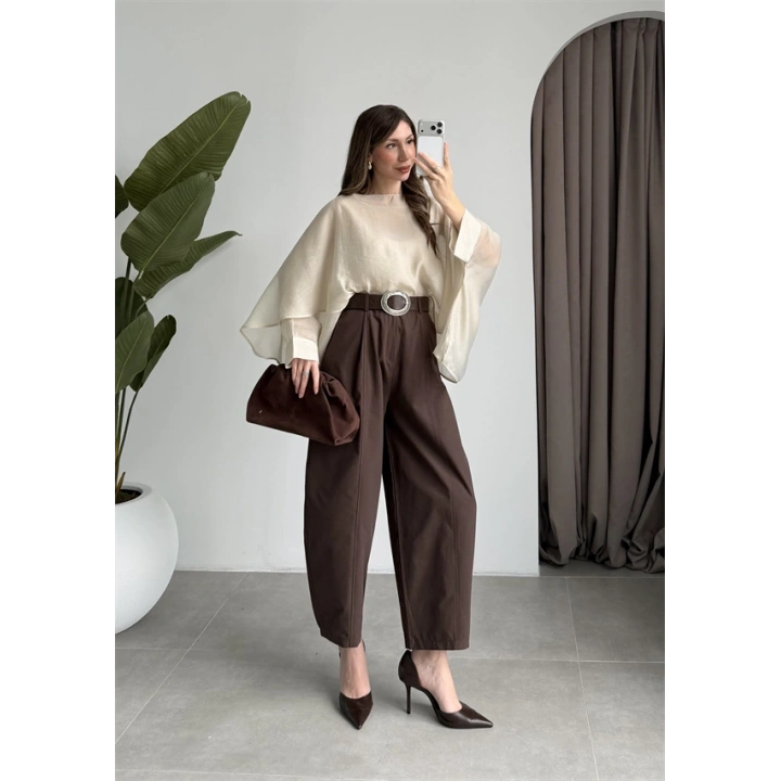 Uçuşan Pelerin Taş Tül Bluz