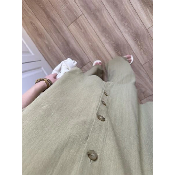 Vanda Tasarım Yan Düğmeli Çağla Keten Takım