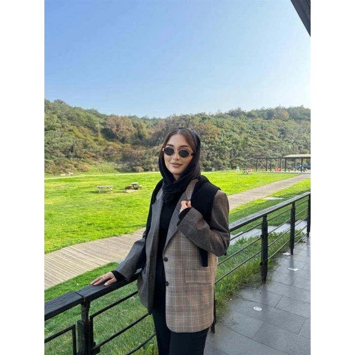 Vintage Kahve Astarlı Oversize Blazer Ceket