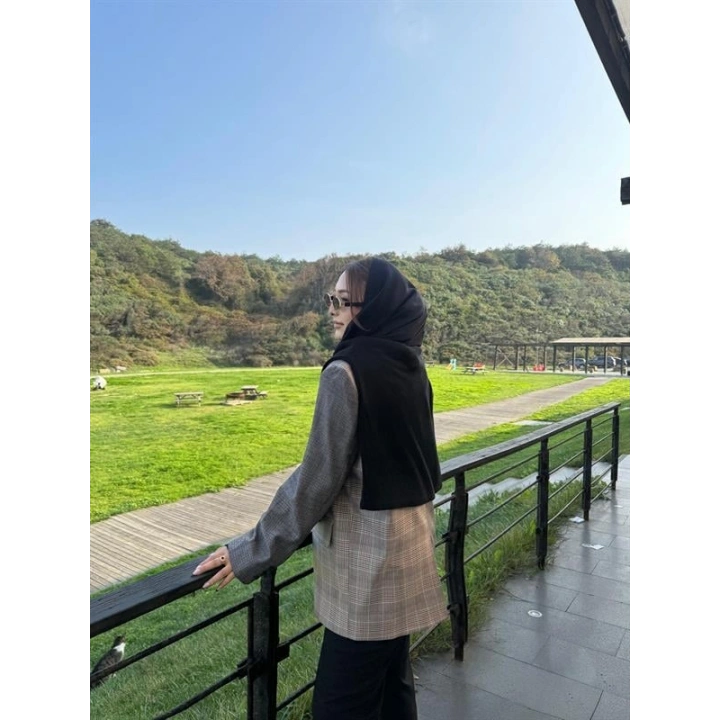 Vintage Kahve Astarlı Oversize Blazer Ceket