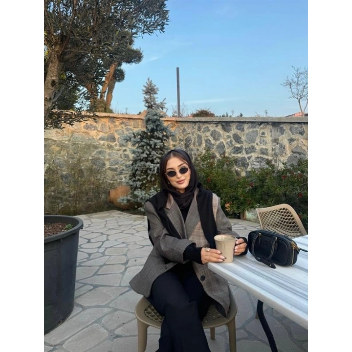 Vintage Kahve Astarlı Oversize Blazer Ceket