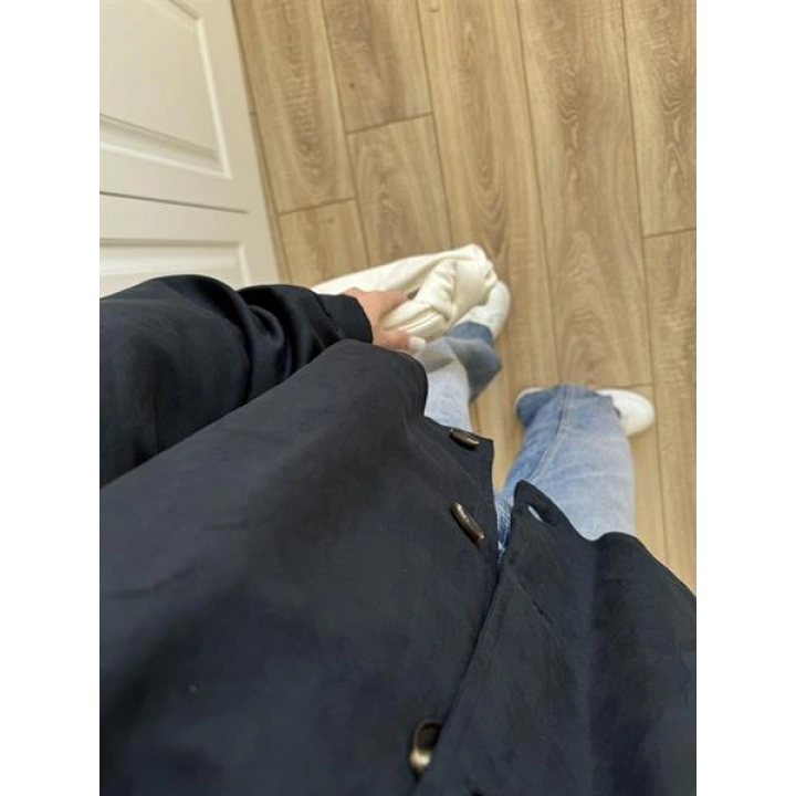 Vion Astarlı Lacivert Süet Bomber Ceket