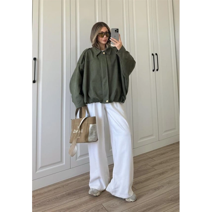 Viral Süet Astarlı Haki Bomber Ceket