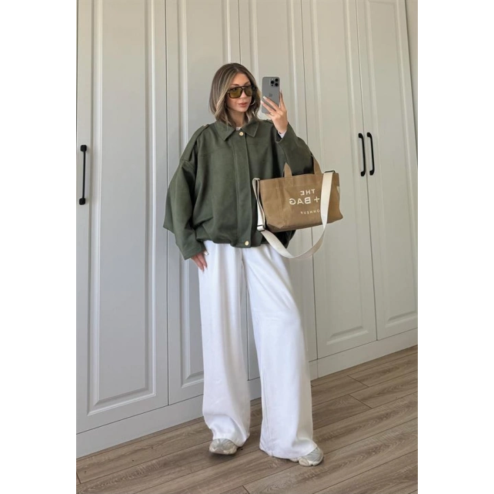 Viral Süet Astarlı Haki Bomber Ceket