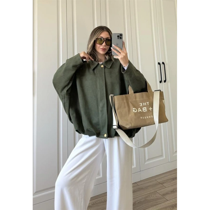 Viral Süet Astarlı Haki Bomber Ceket