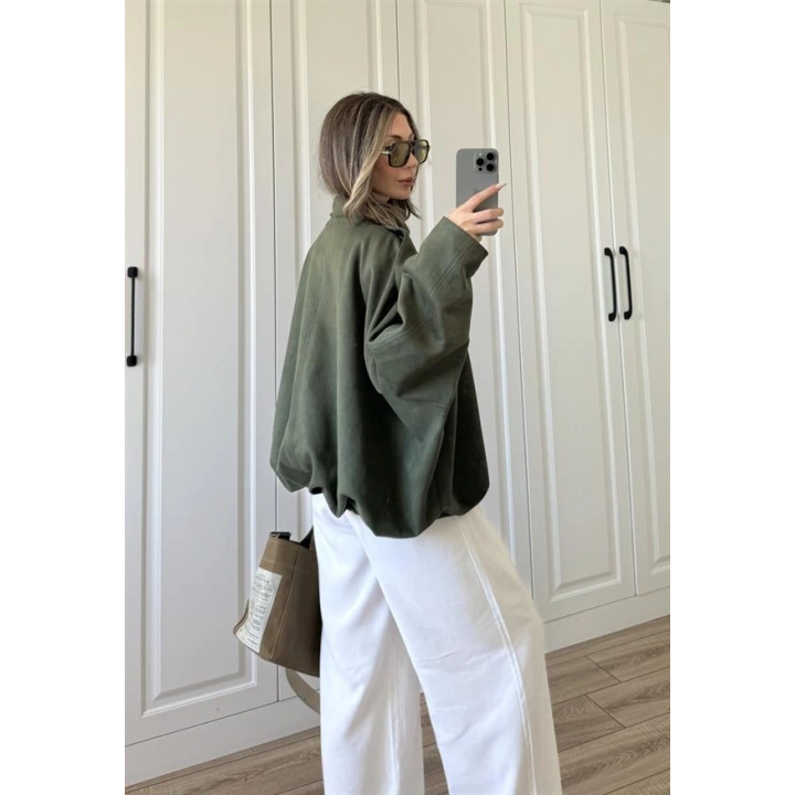 Viral Süet Astarlı Haki Bomber Ceket