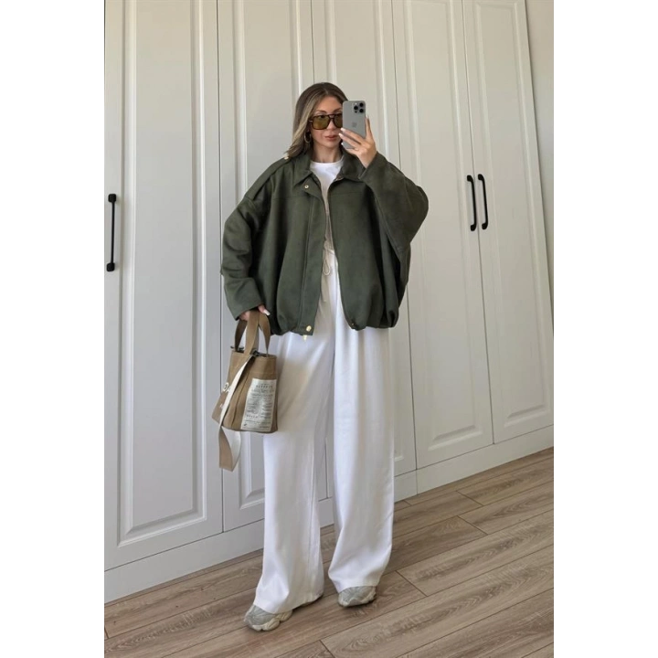 Viral Süet Astarlı Haki Bomber Ceket