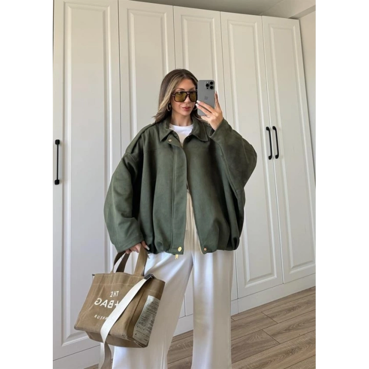 Viral Süet Astarlı Haki Bomber Ceket