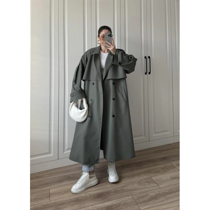 Voi Premium Yüksek Kalite Astarlı Haki Trençkot