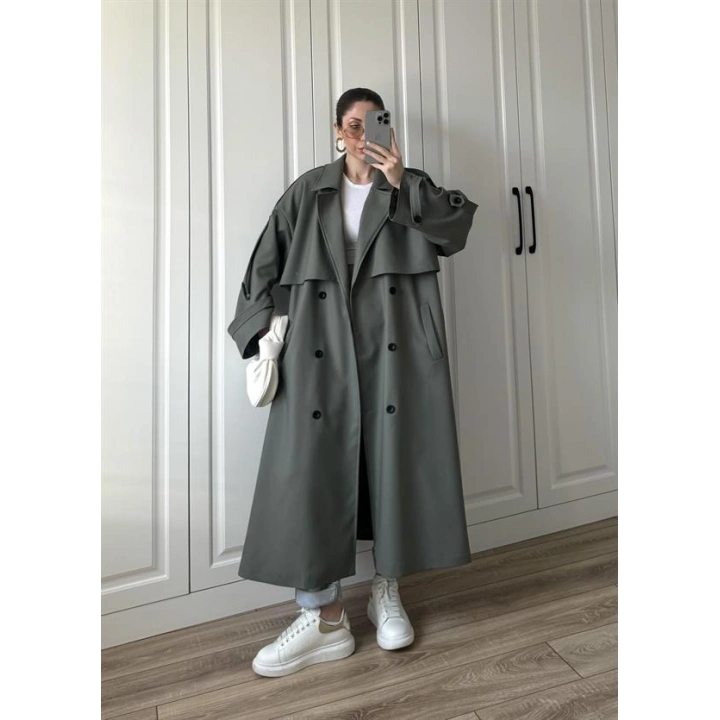 Voi Premium Yüksek Kalite Astarlı Haki Trençkot