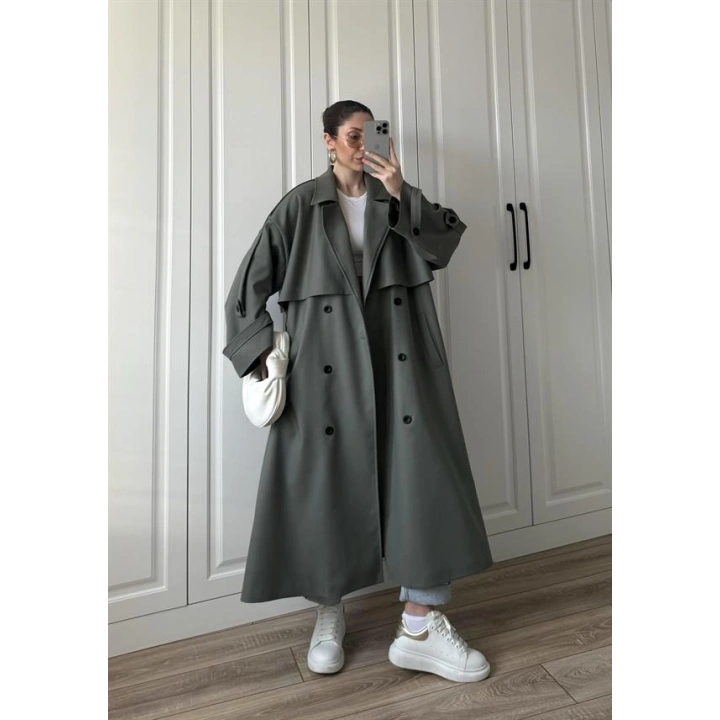 Voi Premium Yüksek Kalite Astarlı Haki Trençkot