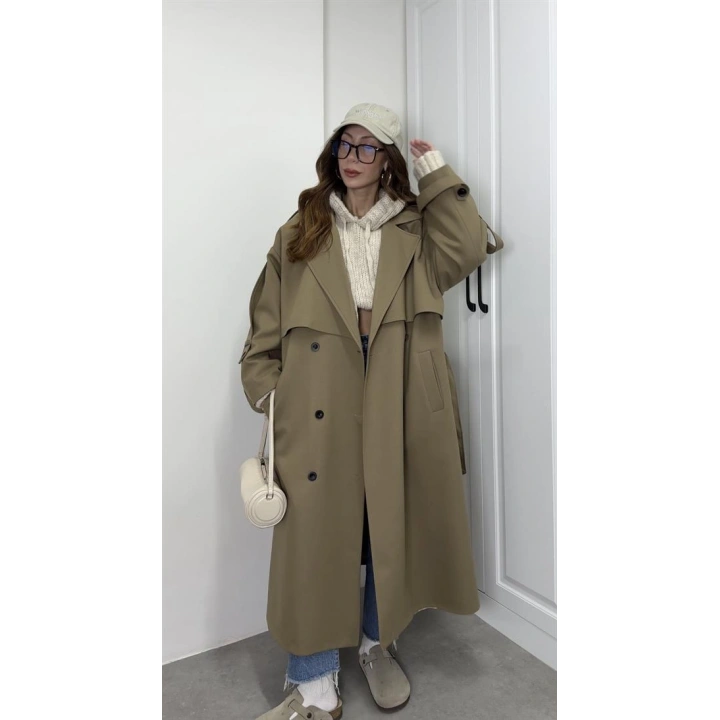Voi Premium Yüksek Kalite Astarlı Karamel Trençkot
