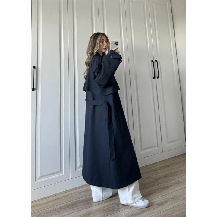 Voi Premium Yüksek Kalite Astarlı Lacivert Trençkot