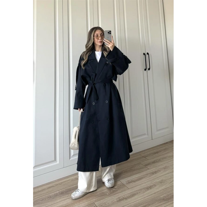 Voi Premium Yüksek Kalite Astarlı Lacivert Trençkot