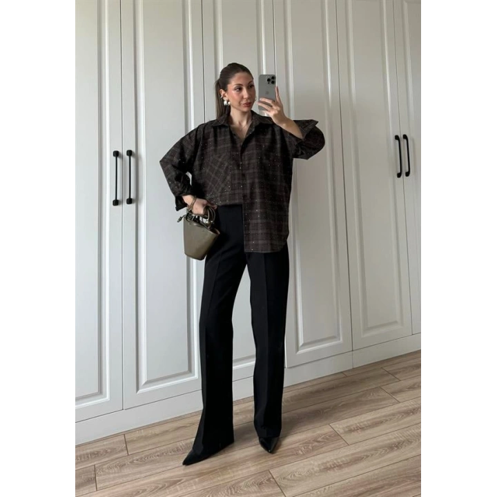 Yüksekbel Palazzo Siyah Kumaş Pantolon