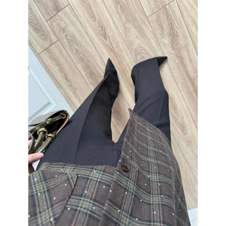 Yüksekbel Palazzo Siyah Kumaş Pantolon