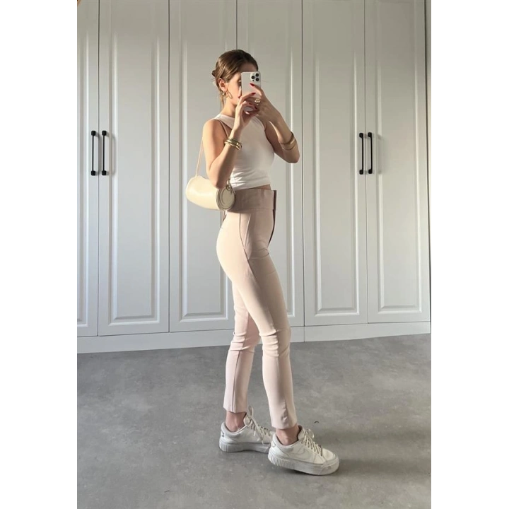 Yükselbel Fit Kalıp Taş Kumaş Pantolon