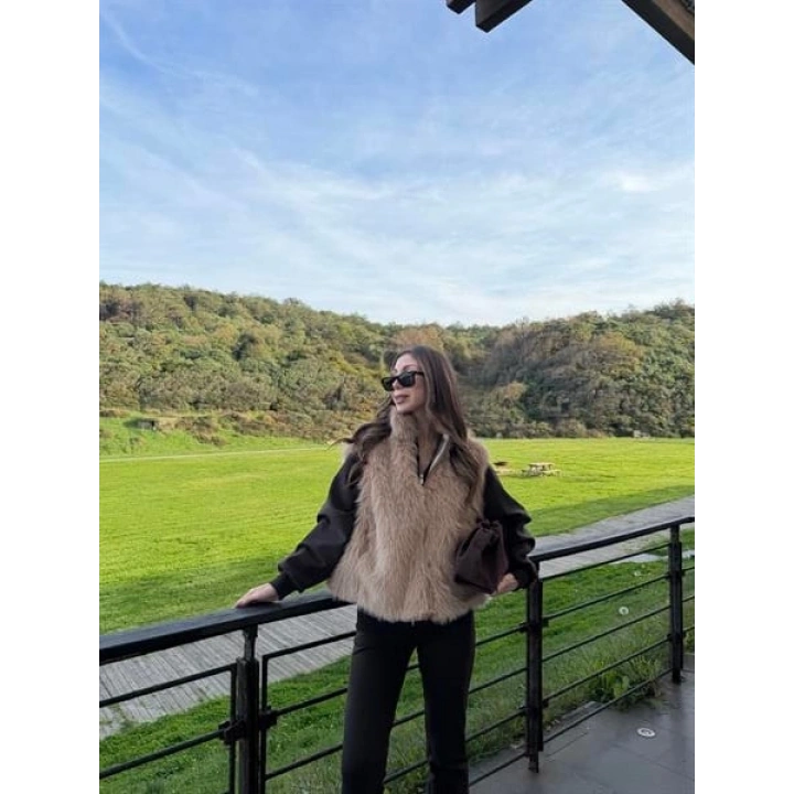 Zr Model Oversize Vizon Kürk Yelek