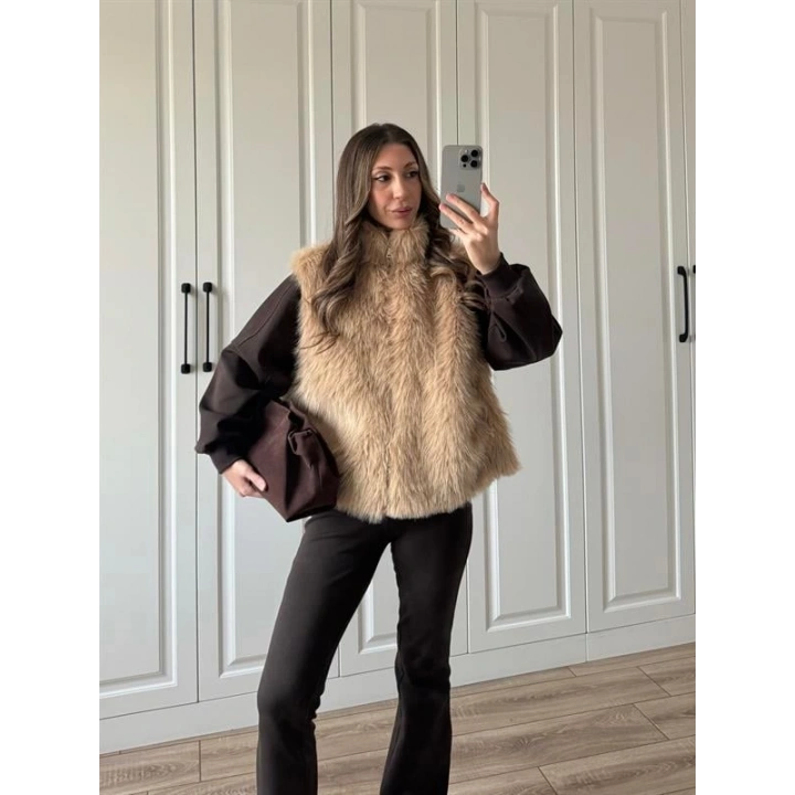 Zr Model Oversize Vizon Kürk Yelek