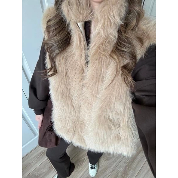 Zr Model Oversize Vizon Kürk Yelek