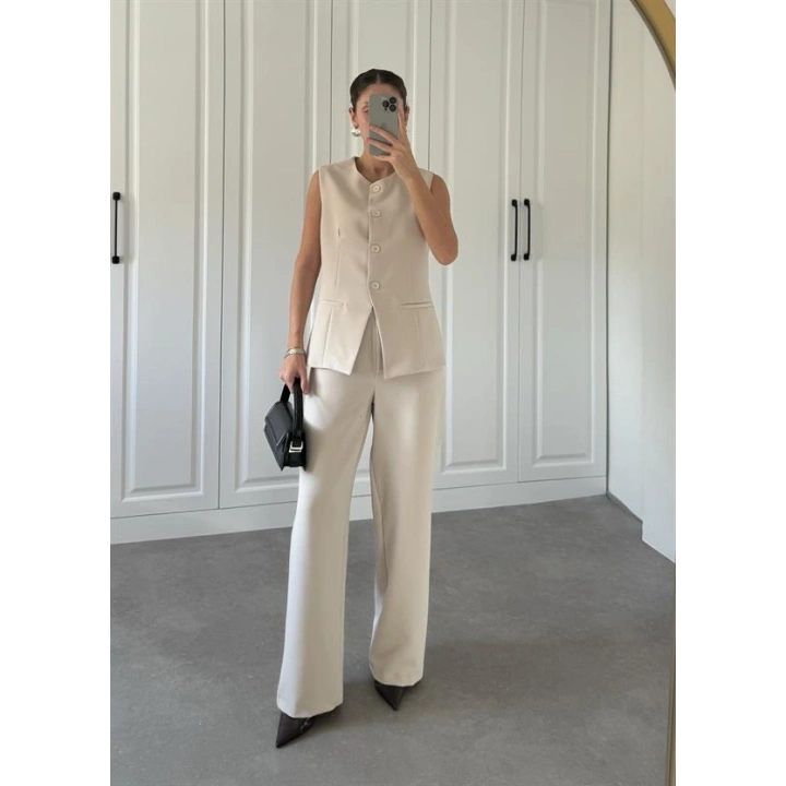 Zr Model Taş Yelekli Premium Kumaş Takım