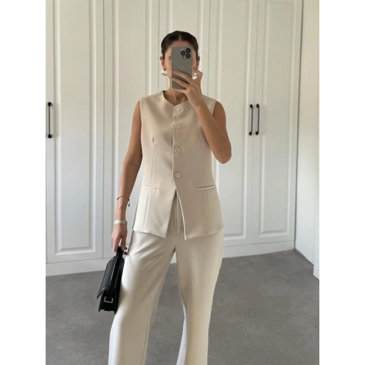 Zr Model Taş Yelekli Premium Kumaş Takım