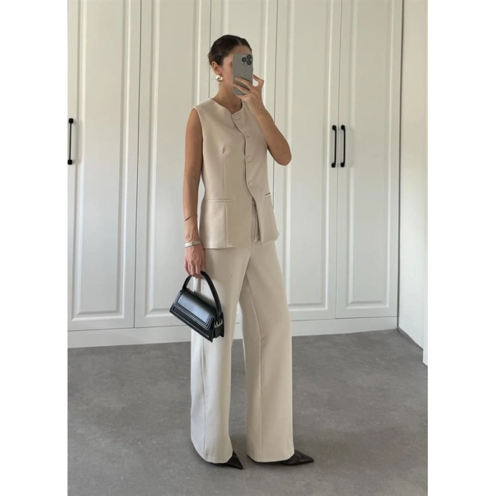 Zr Model Taş Yelekli Premium Kumaş Takım