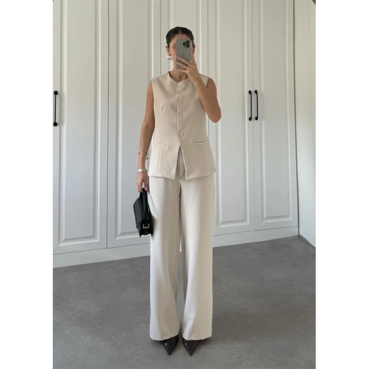 Zr Model Taş Yelekli Premium Kumaş Takım