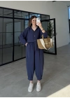 Tensel Oversize Lacivert Şalvar Takım