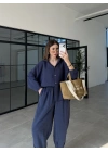 Tensel Oversize Lacivert Şalvar Takım