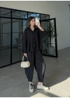 Tensel Oversize Siyah Şalvar Takım