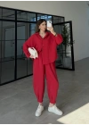 Tensel Oversize Kırmızı Şalvar Takım