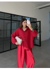 Tensel Oversize Kırmızı Şalvar Takım