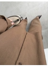Keten Oversize Camel Gömlek Takım