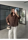 Oversize Transparan Kahve Gömlek