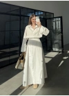 Anvelop Keten Etekli Ekru Gömlek Takım