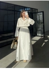 Anvelop Keten Etekli Ekru Gömlek Takım