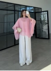 Uçuşan Pelerin Pembe Tül Bluz