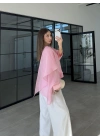 Uçuşan Pelerin Pembe Tül Bluz