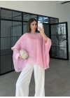 Uçuşan Pelerin Pembe Tül Bluz