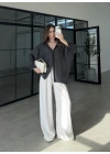 Oversize Tensel Vintage Antrasit Gömlek