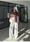 Oversize Tensel Vintage Kahve Gömlek