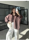Oversize Tensel Vintage Kahve Gömlek