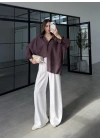 Mürdüm Oversize Tensel Gömlek
