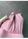 Oysh Modal Kumaş Beli Lastikli Pembe Crop Takım