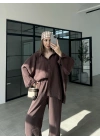 Fav Tensel Kumaş Oversize Kahve Palazzo Takım