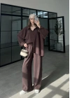 Fav Tensel Kumaş Oversize Kahve Palazzo Takım