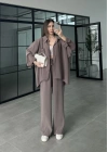 Fav Tensel Kumaş Oversize Vizon Palazzo Takım